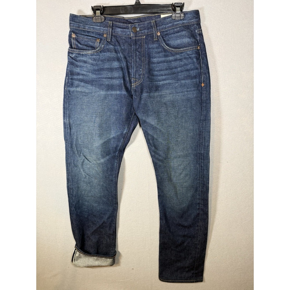 Imogene & Willie Barton Slim Selvedge Jeans Dark Denim Button Fly Men's 32x32